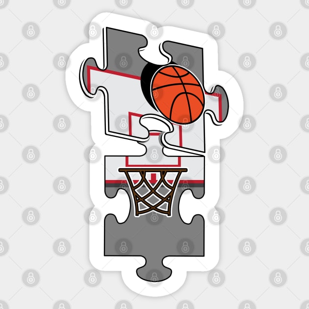 Basketball jigsaw puzzle Hoop shoot Sticker by Redmanrooster